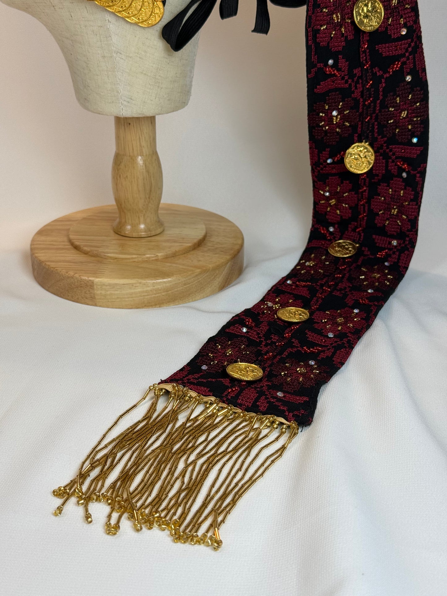 Beaded Velvet Golden Coin "Lira" hat (Waqah)