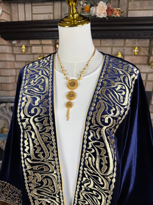 Velvet Deep Navy Calligraphy Besht