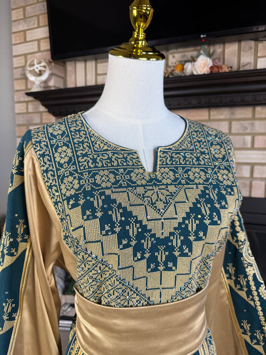 Green/Gold Satin Ishq Thobe