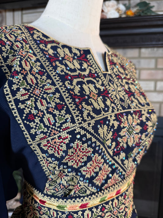 Navy Blue/Wheat Al-Aseelah Thobe