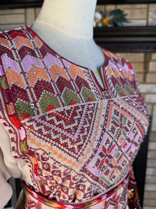 Cream/Burgundy Jericho Thobe