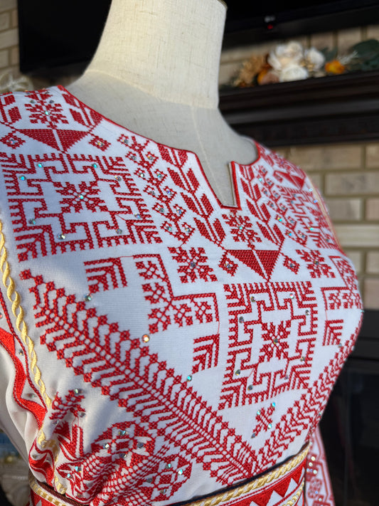 White/Red Majdalawi Thobe
