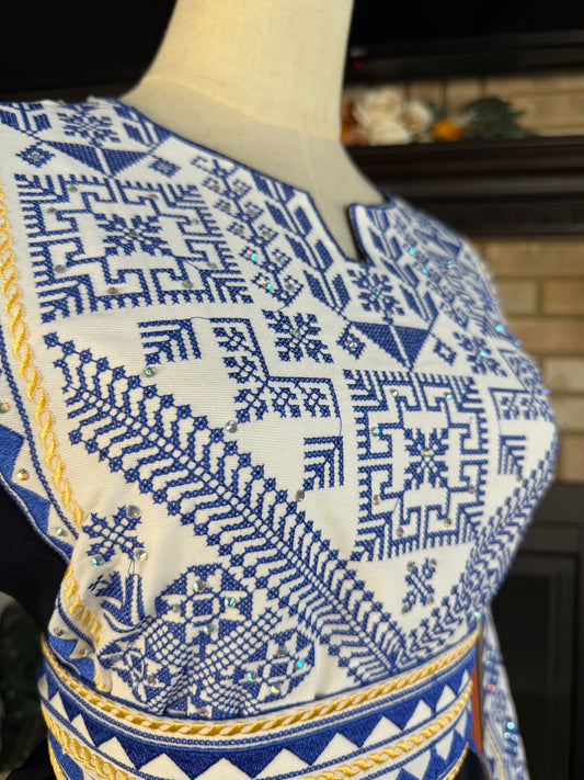 White/Blue/Black Majdalawi Thobe