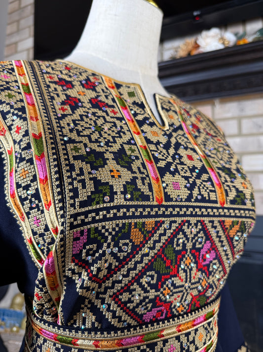 Navy Blue/Wheat Silwad Thobe