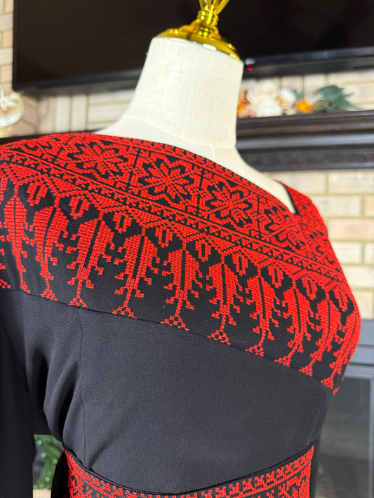 Black/Red Sultana Embroidered Dress