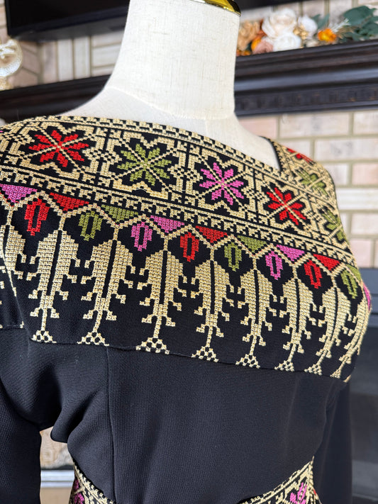 Black/Wheat Sultana Embroidered Dress
