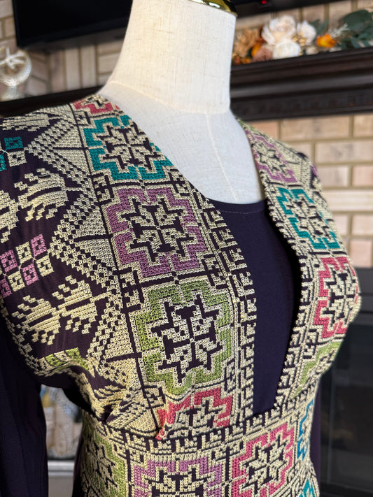 Grape Open-Sleeve Embroidered Besht