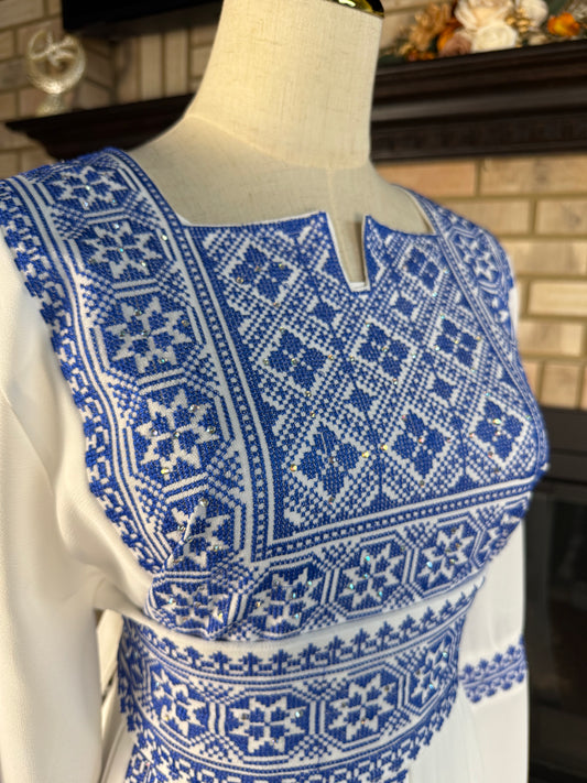 White/Blue Tulkarm Thobe