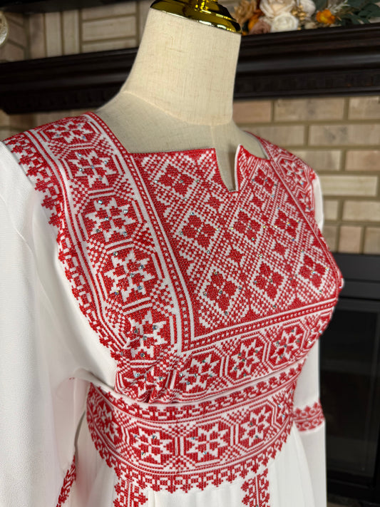 White/Red Tulkarm Thobe