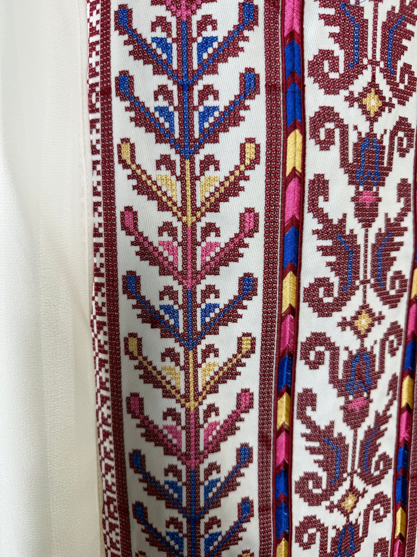 White/Purple Off-Shoulder Embroidered Dress