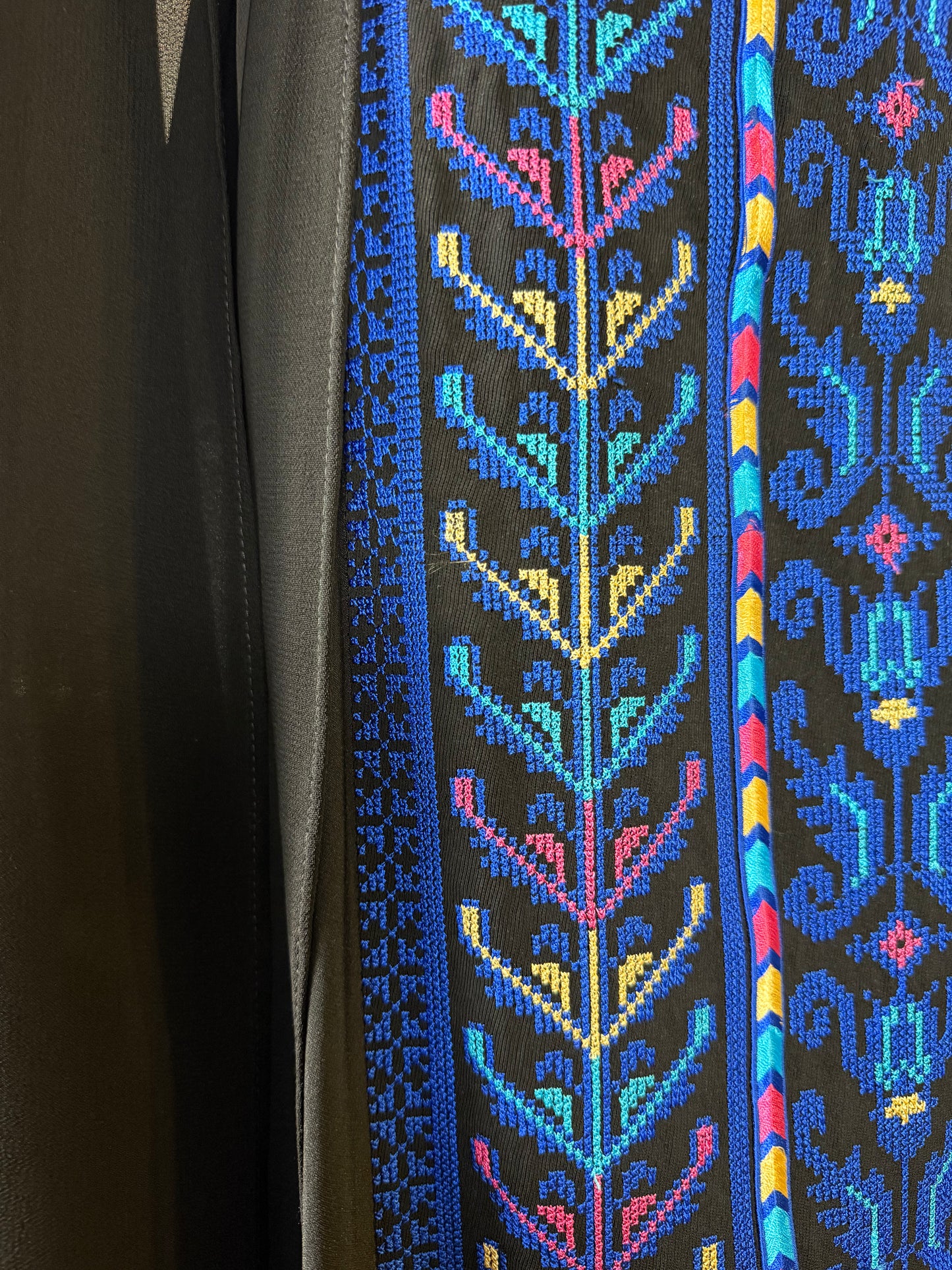 Black/Blue Off-Shoulder Embroidered Dress