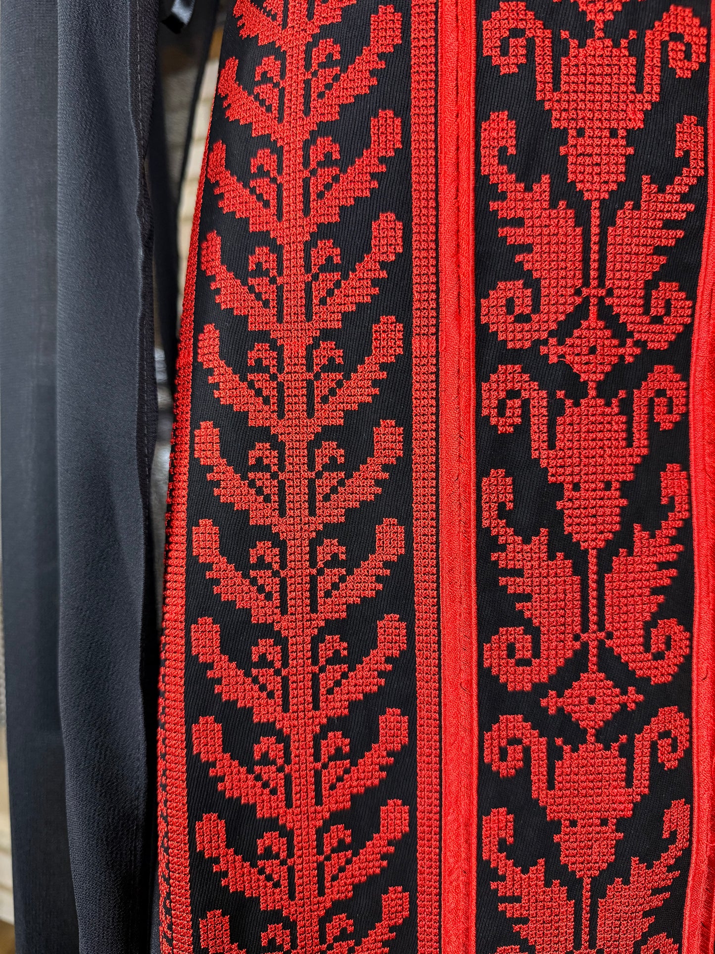 Black/Red Off-Shoulder Embroidered Dress