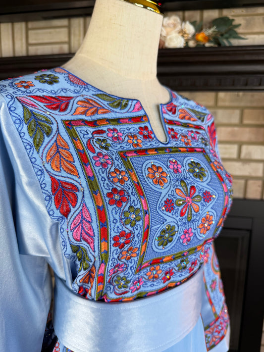 Baby Blue Satin Malaka Thobe