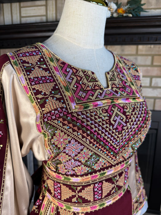 Burgundy/Gold Akka Thobe