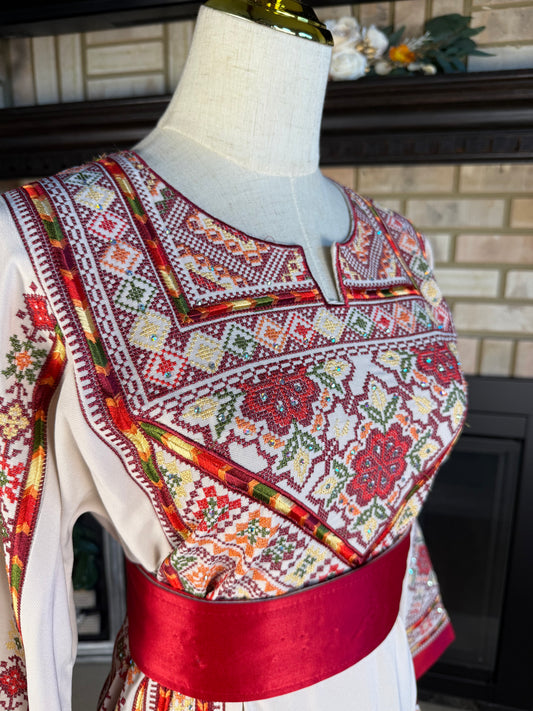 Cream/Red Qalqilya Thobe