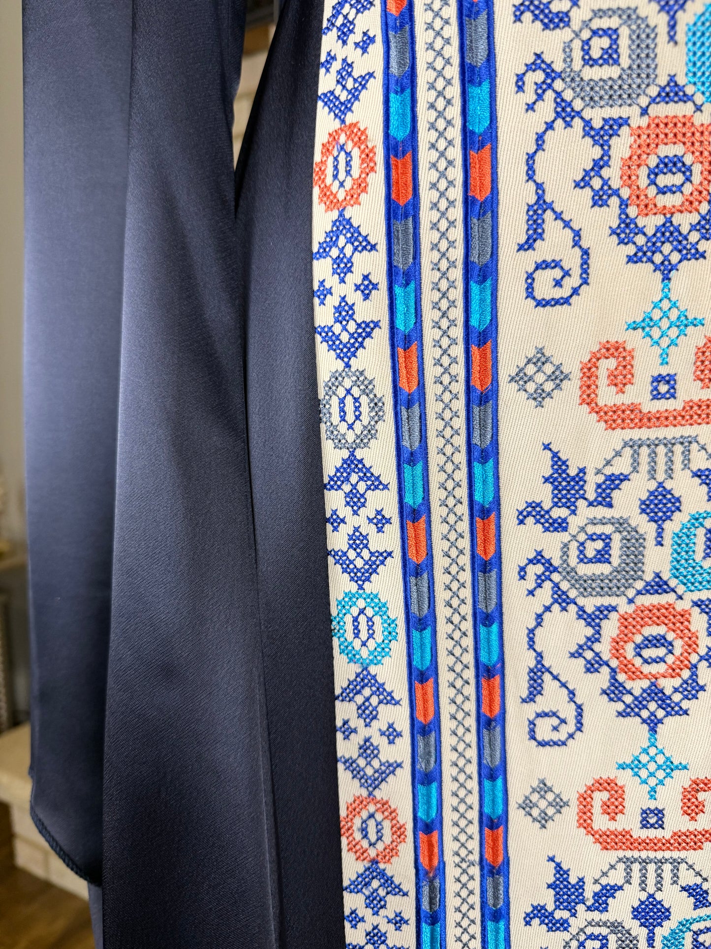 Navy Embroidered Yashmak