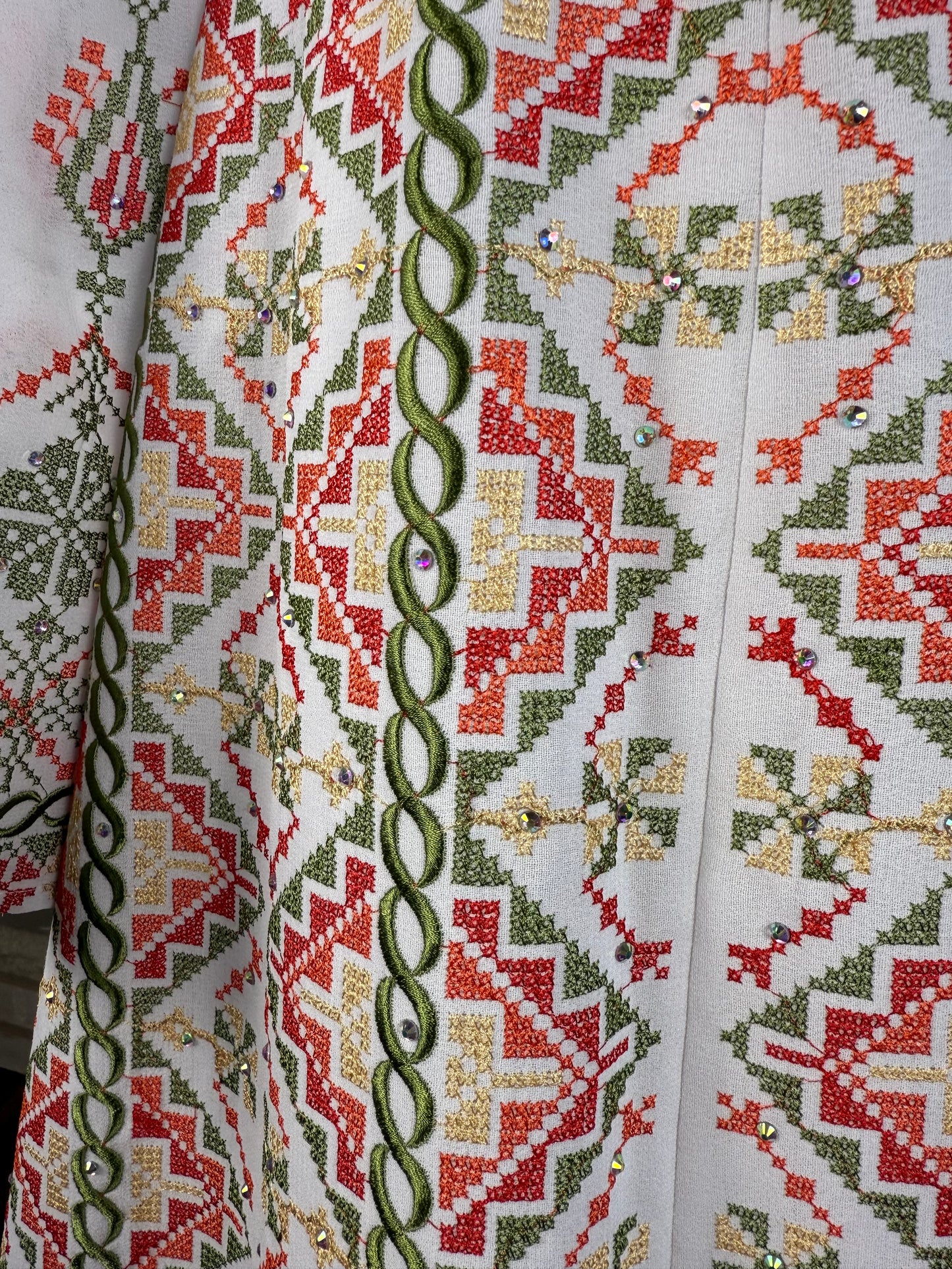 White/Green Jadayel Qaftan