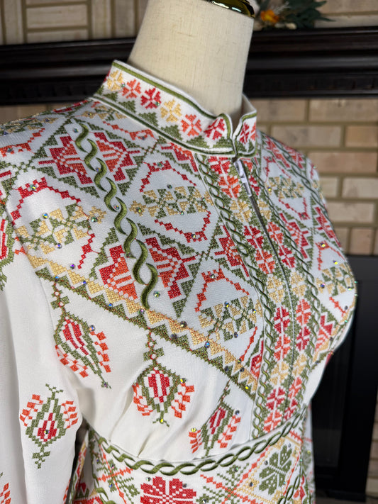 White/Green Jadayel Qaftan