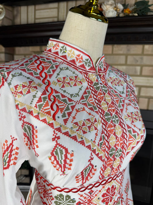 White/Red Jadayel Qaftan