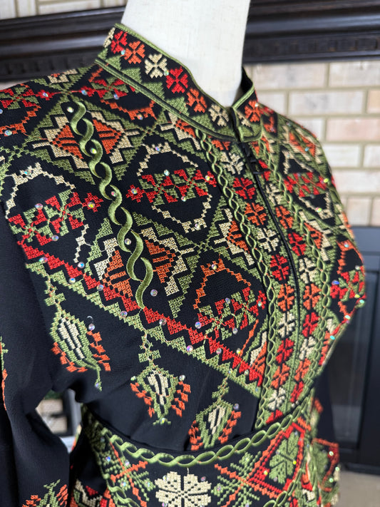 Black/Green Jadayel Qaftan