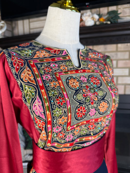 Navy Blue Satin Malaka Thobe