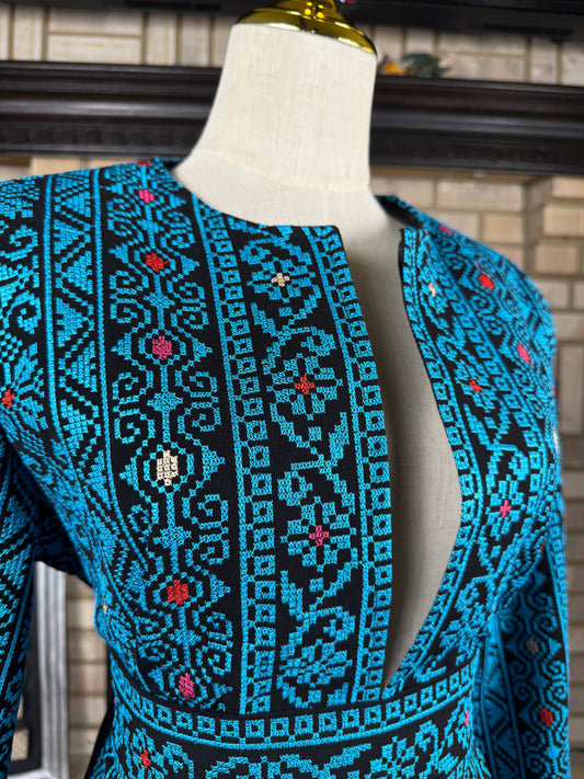 Traditional Blue Embroidery Cardigan