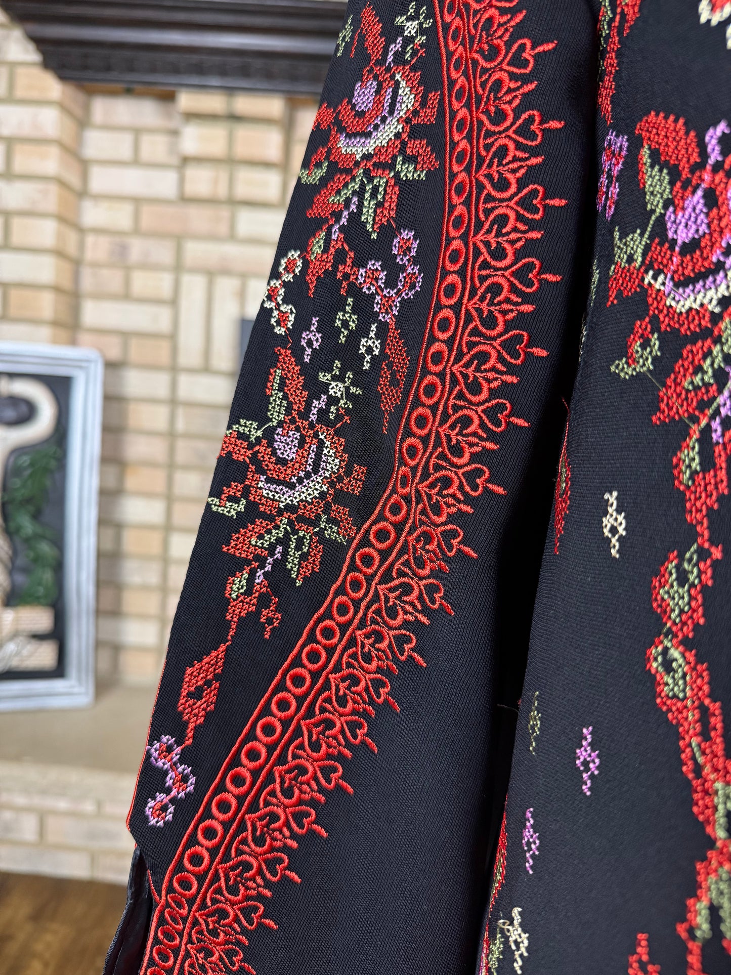 Red (Multicolor) Embroidery Cardigan