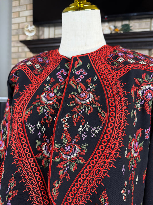 Red (Multicolor) Embroidery Cardigan