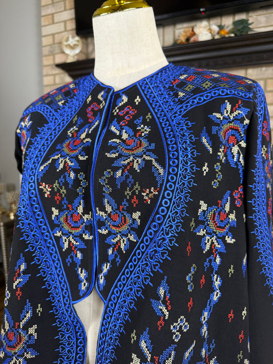 Blue Embroidery Cardigan