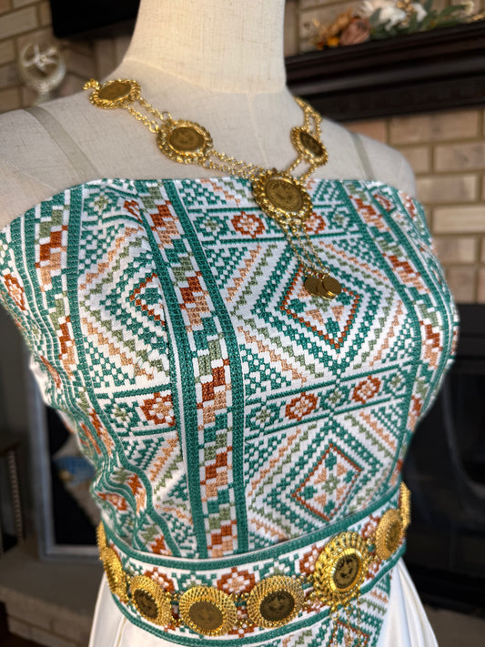 White/Green Satin Bridal Thobe II