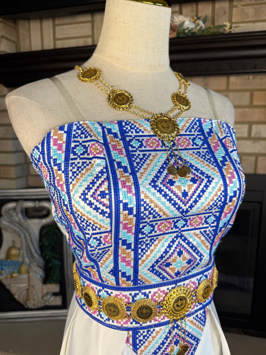 White/Blue Satin Bridal Thobe II