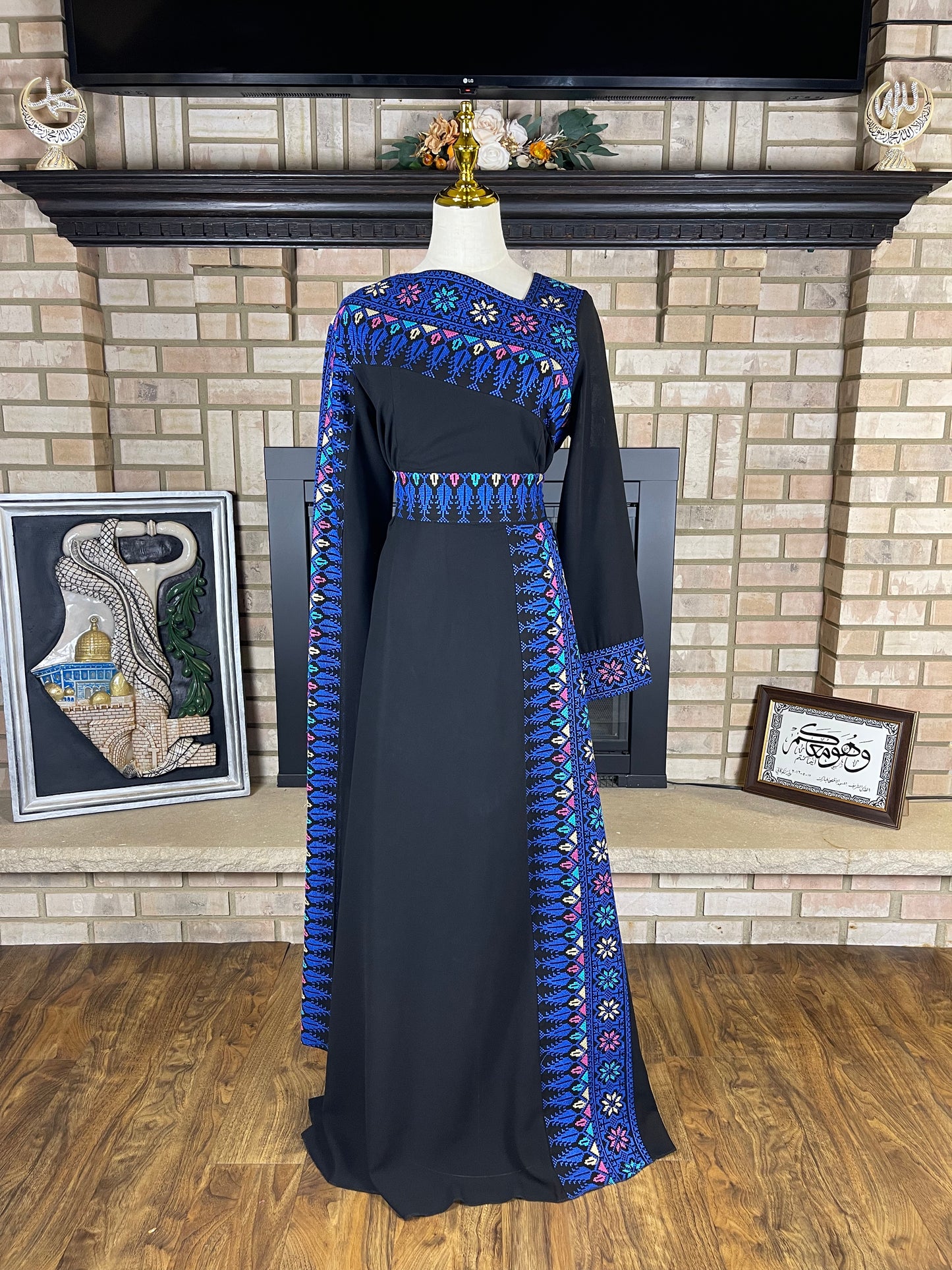 Black/Blue Sultana Embroidered Dress