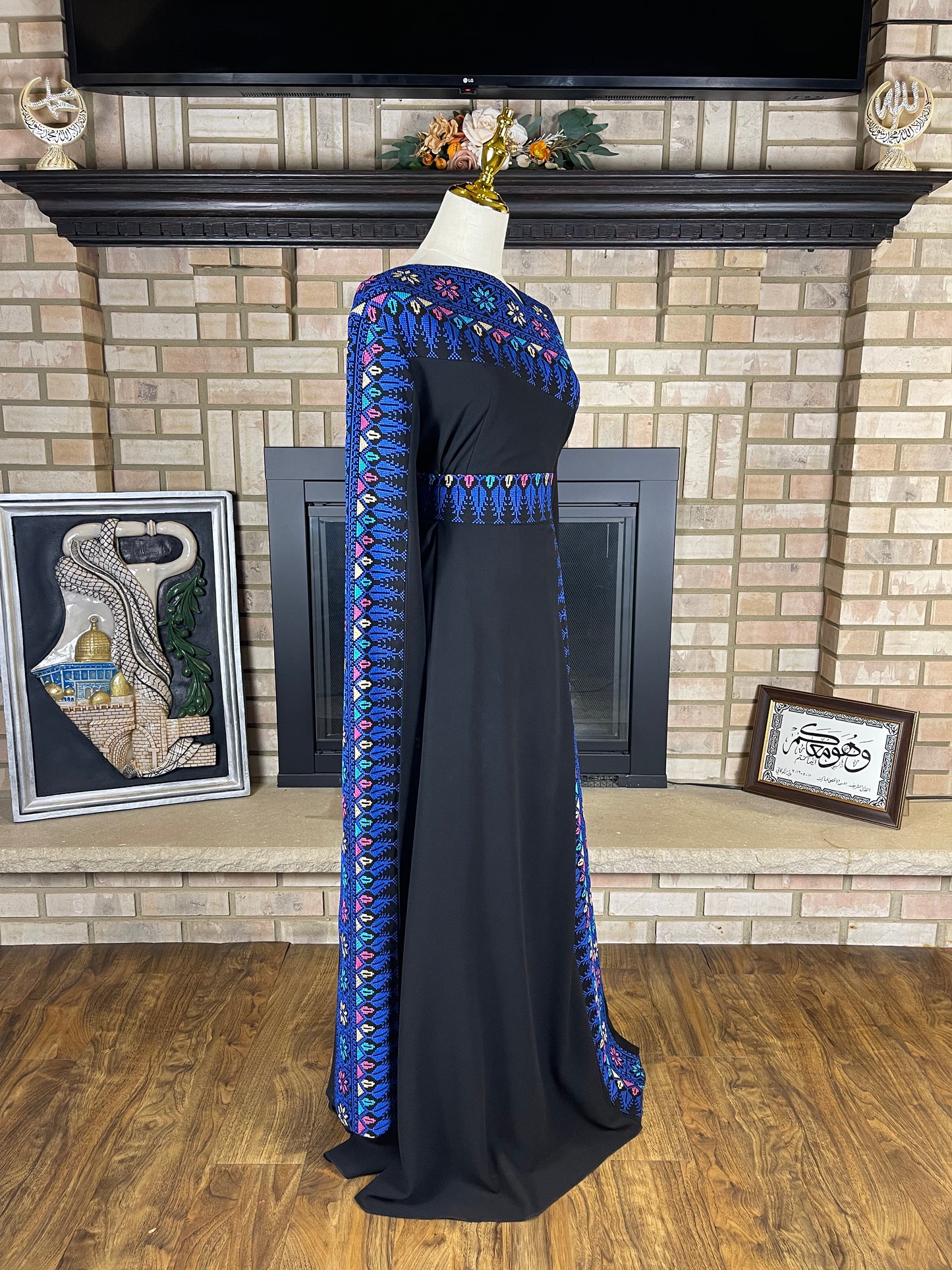 Black/Blue Sultana Embroidered Dress
