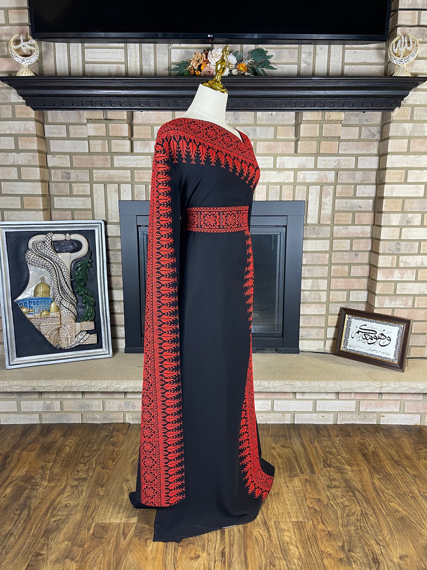 Black/Red Sultana Embroidered Dress