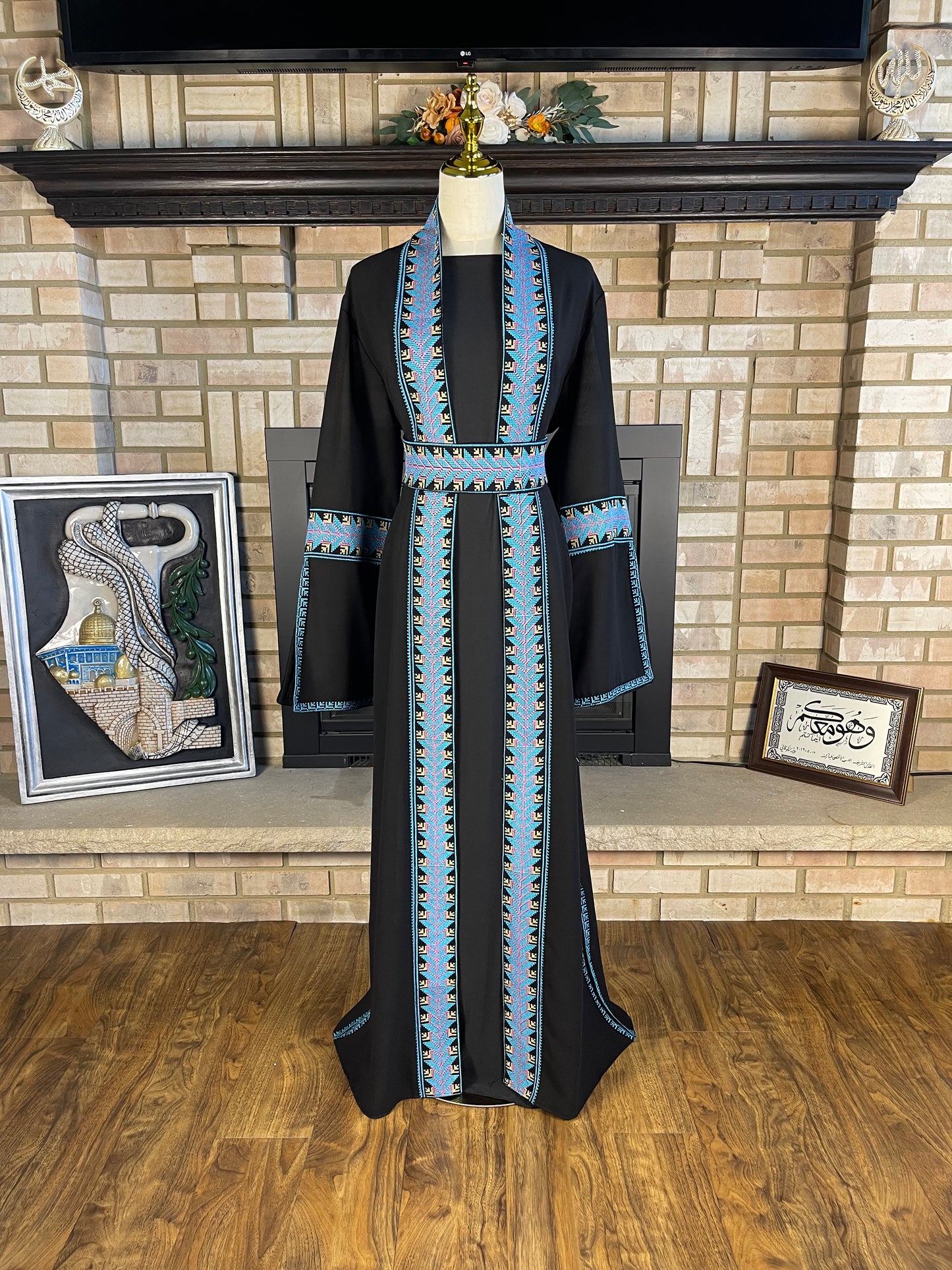 Black/Blue Abaya Set