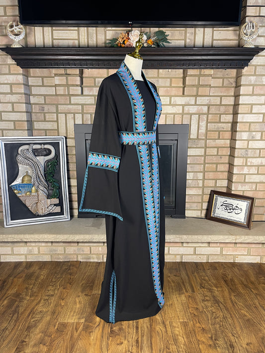 Black/Blue Abaya Set