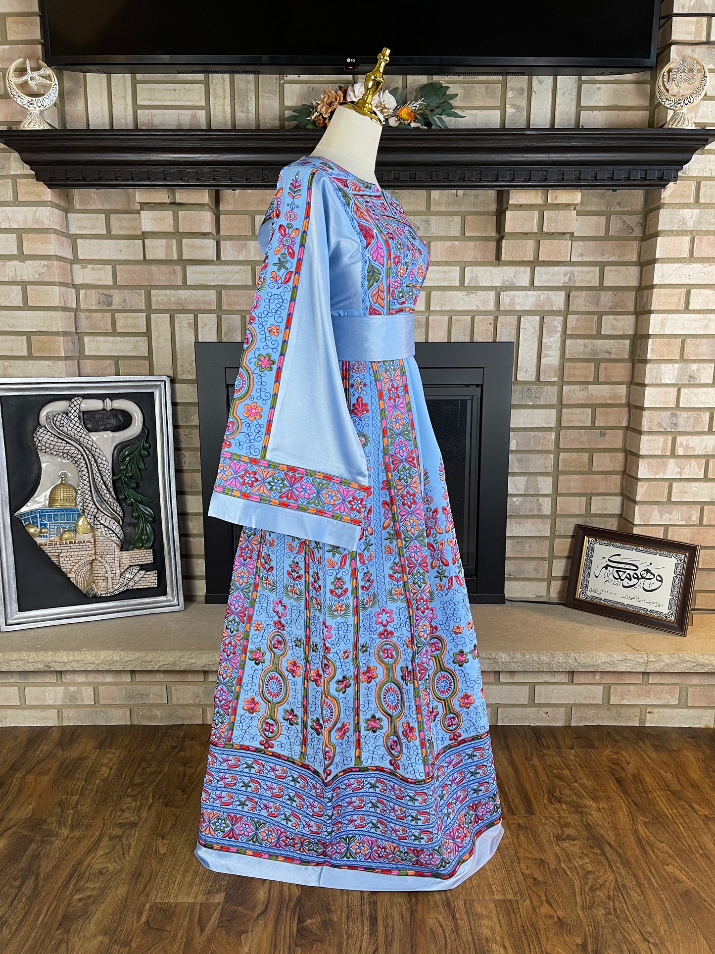 Baby Blue Satin Malaka Thobe
