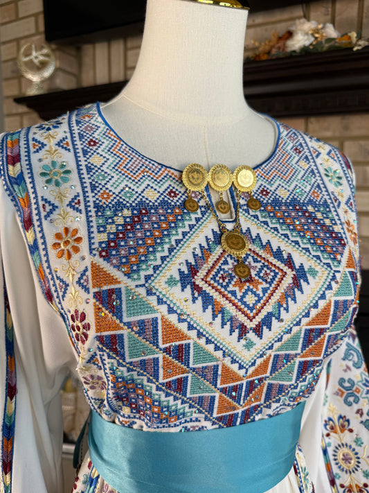 White/Baby Blue Al-Karmil Thobe