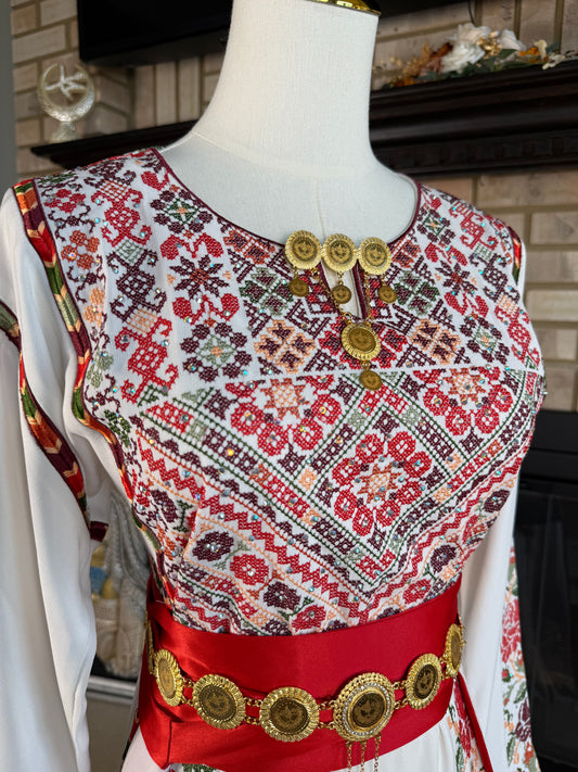 White/Red Tulkarm's Bride Thobe
