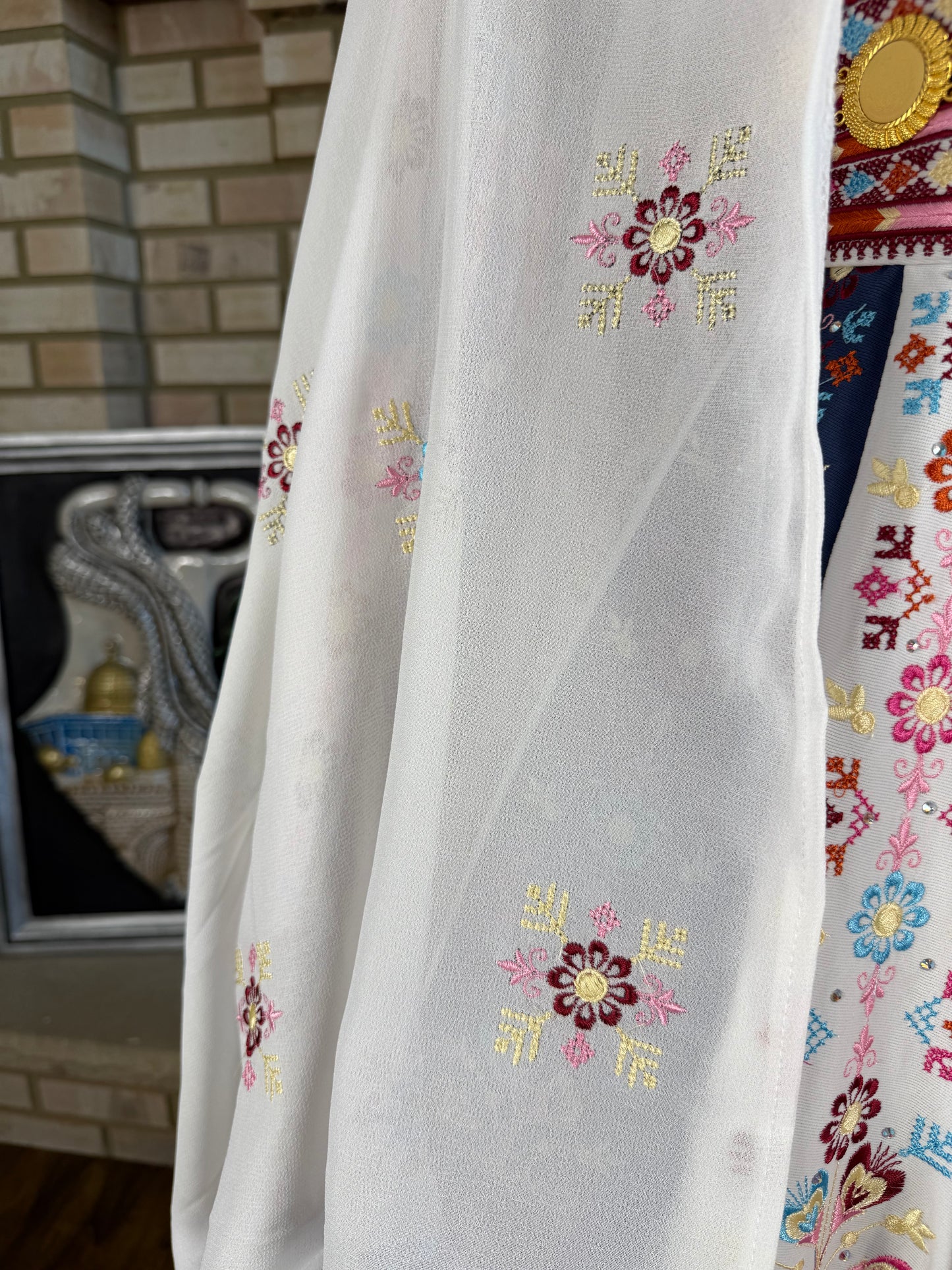 White/Slate Gray Bridal Thobe