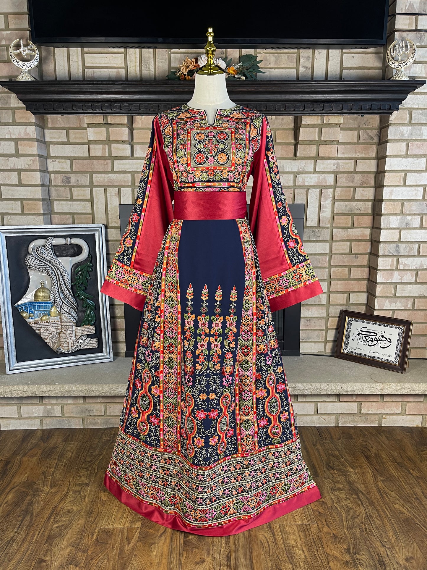 Navy Blue Satin Malaka Thobe