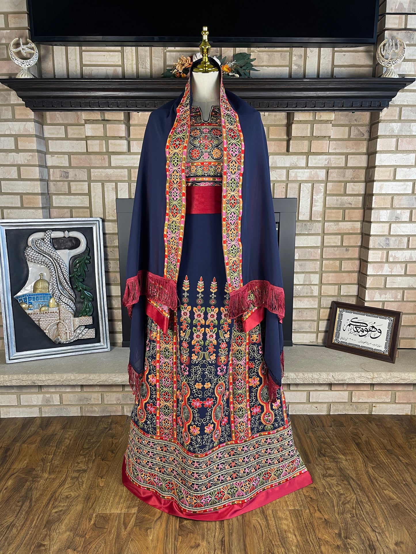 Navy Blue Satin Malaka Thobe