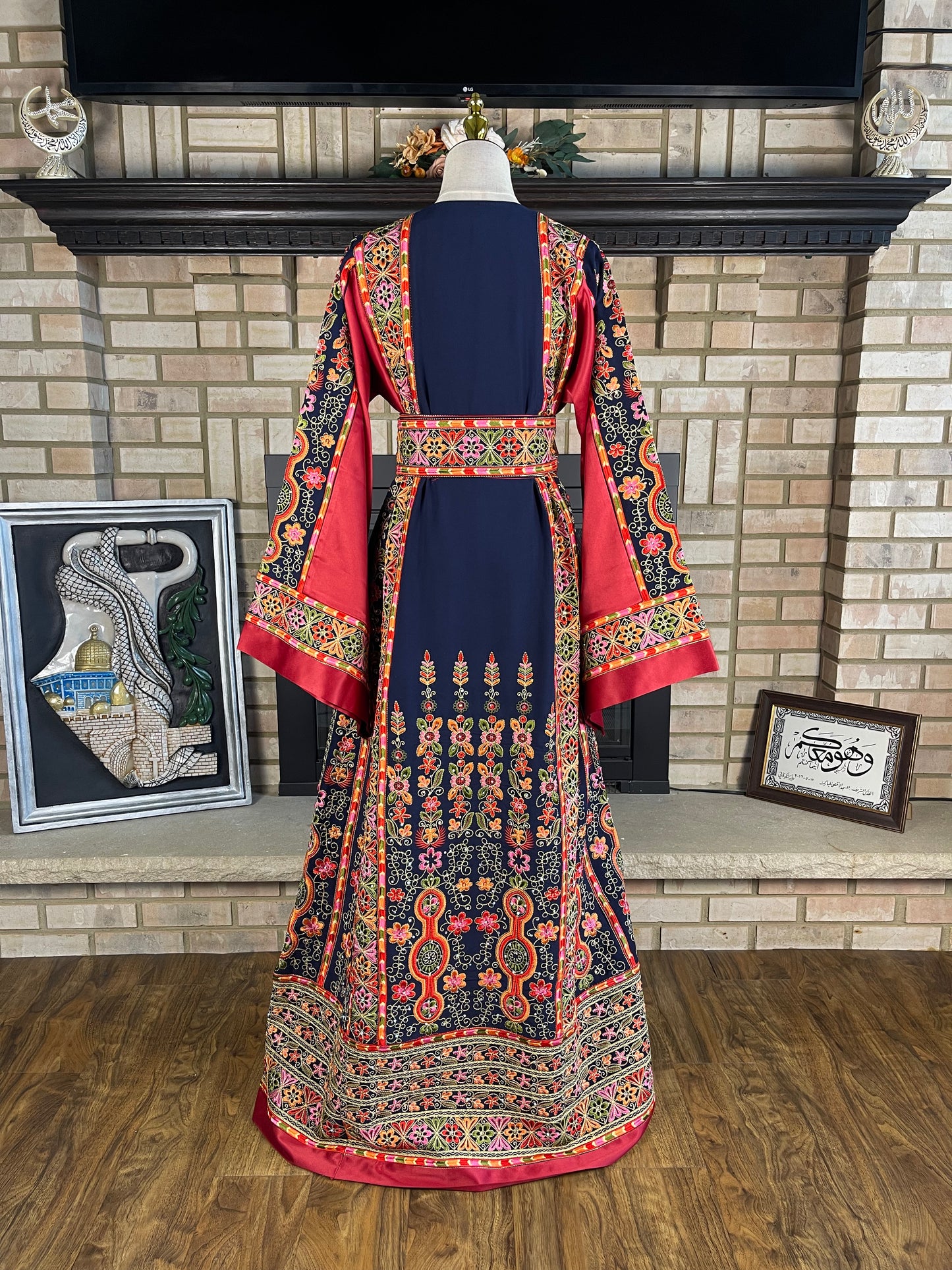 Navy Blue Satin Malaka Thobe