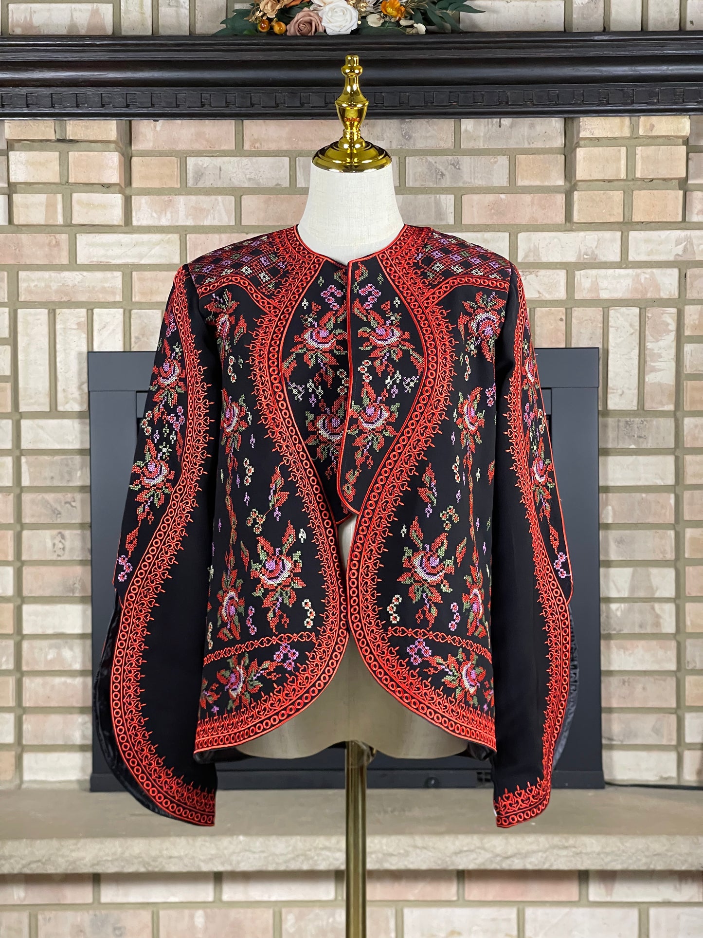 Red (Multicolor) Embroidery Cardigan