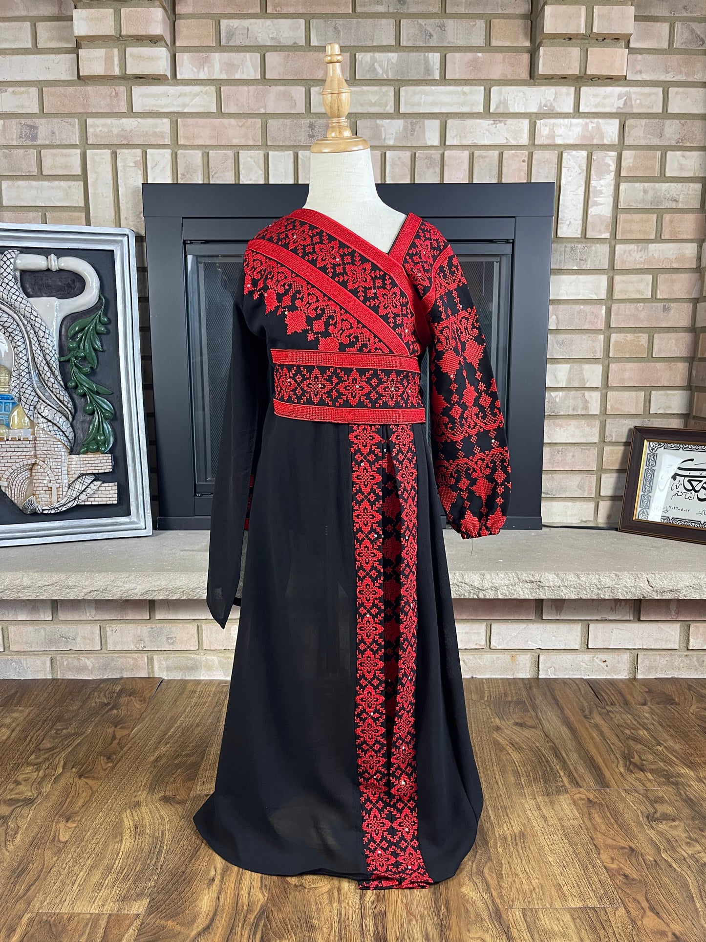 Kids Black/Red Sultana Embroidered Dress