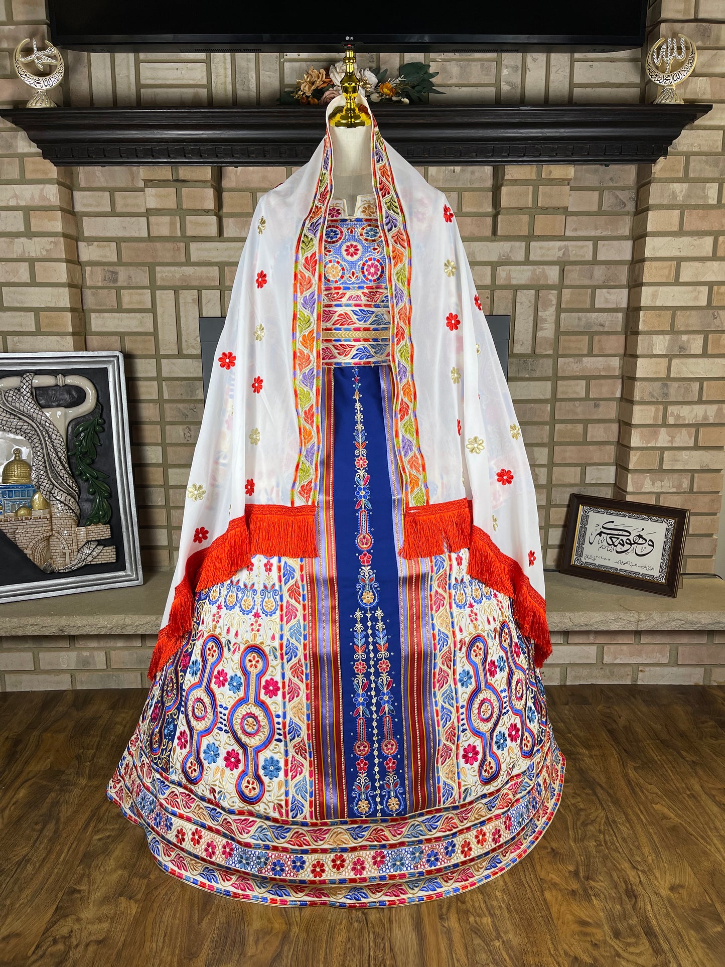 White/Blue Bridal Thobe