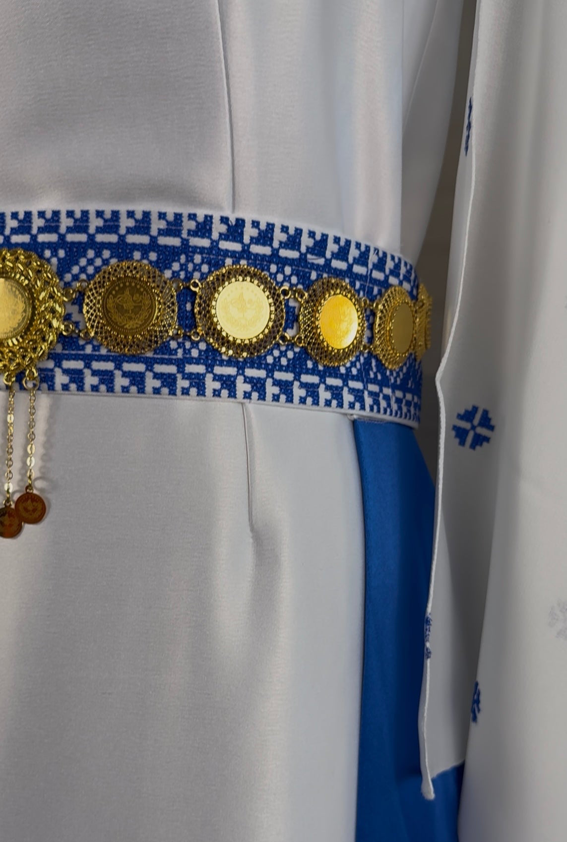 White/Blue Satin Bridal Thobe