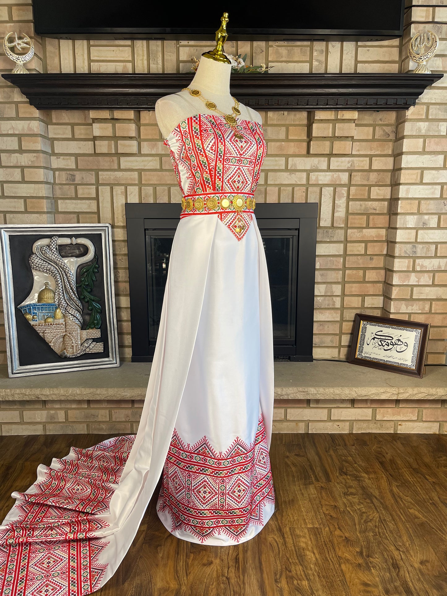White/Red Satin Bridal Thobe II