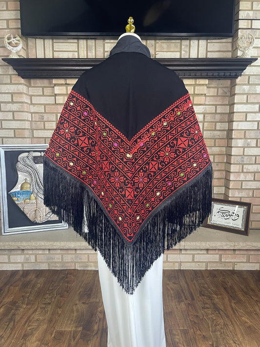 Black/Red Tatreez Shawl
