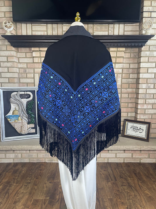 Black/Blue Tatreez Shawl